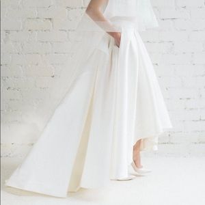 High Low Wedding Skirt with Train and Pockets